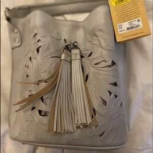 Patricia Nash grey leather bag!